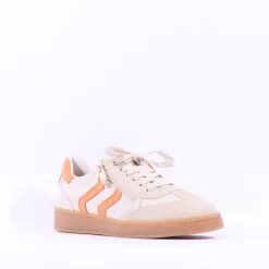 Women Marco Tozzi Bargi Sidezip Gum Trainer - Cream Orange