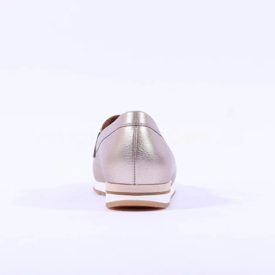 Women Gabor Bea Low Wedge Link Loafer - Metallic Leather
