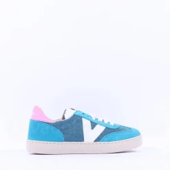 Women Victoria Berlin Mesh T Toe Laced Trainer - Turquoise