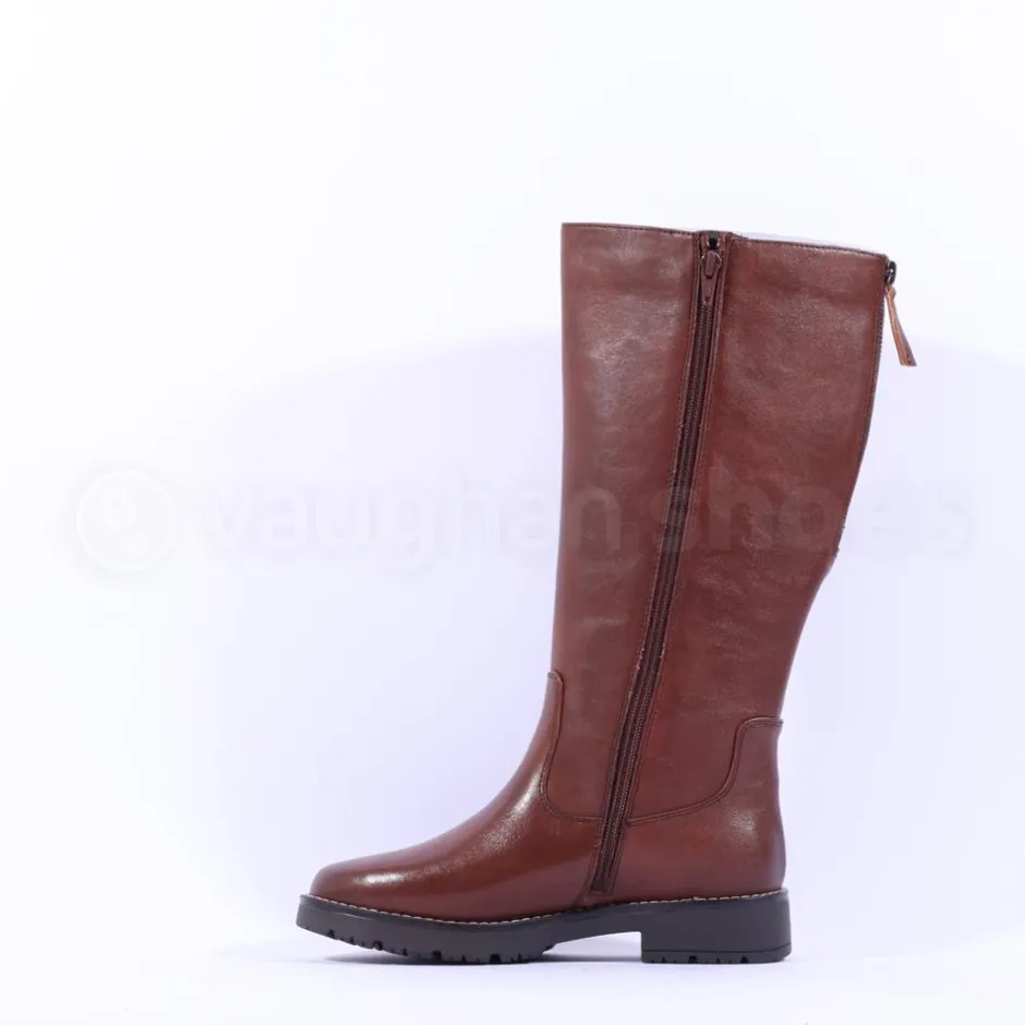 Women Jana Betty Knee High Boot Calf Zip - Cognac