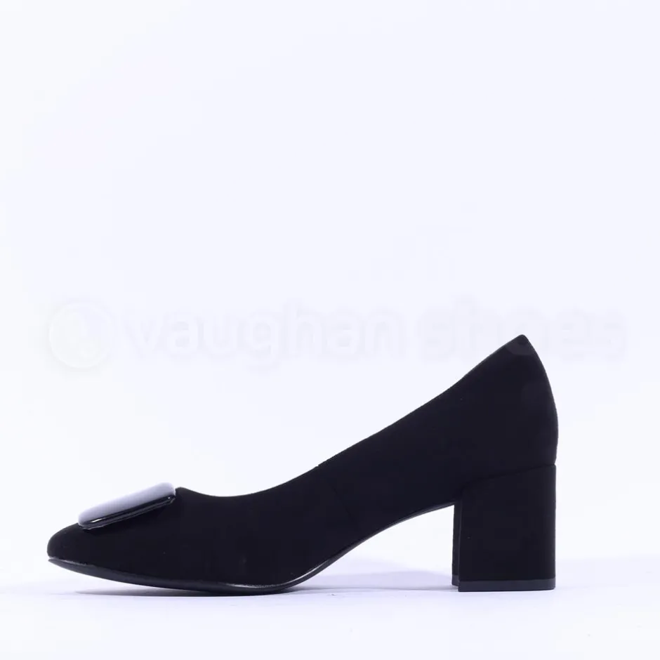 Women Marco Tozzi Bitto Square Brooch Heel - Black
