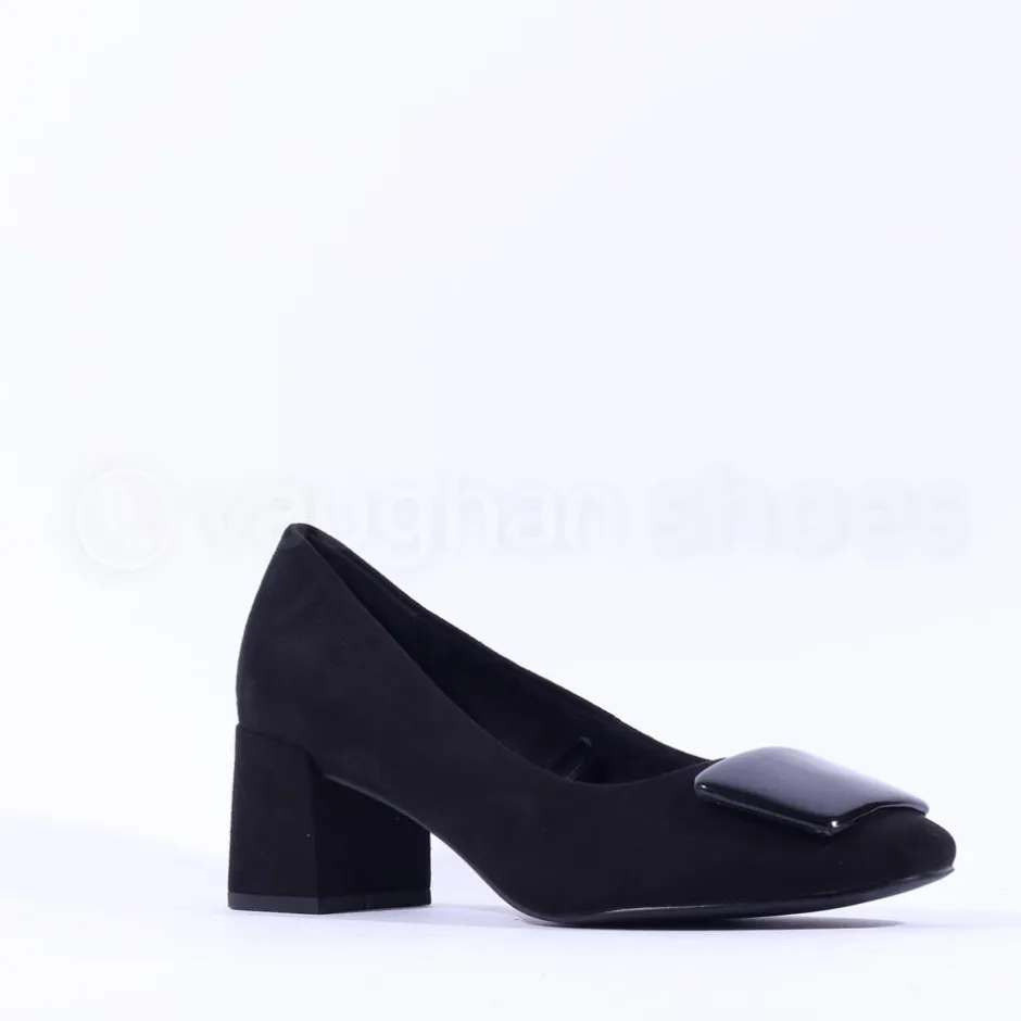 Women Marco Tozzi Bitto Square Brooch Heel - Black