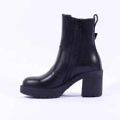 Women NeroGiardini Block Heel Laced Ankle Boot - Black Gold Leather