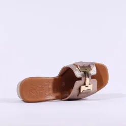 Women Oh My Sandals Block Heel Mule Link - Metallic Leather