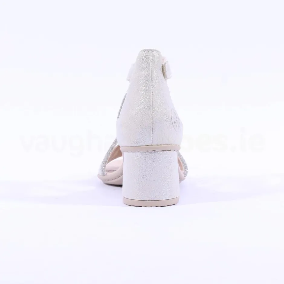 Women Rieker Block Heel Strappy Sandal - Silver Sparkle
