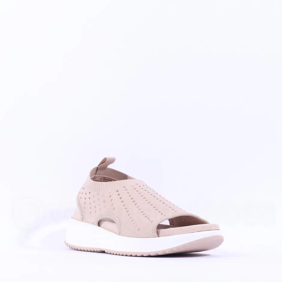 Women Caprice Bluefly Sparkle Knit Sandal - Sand