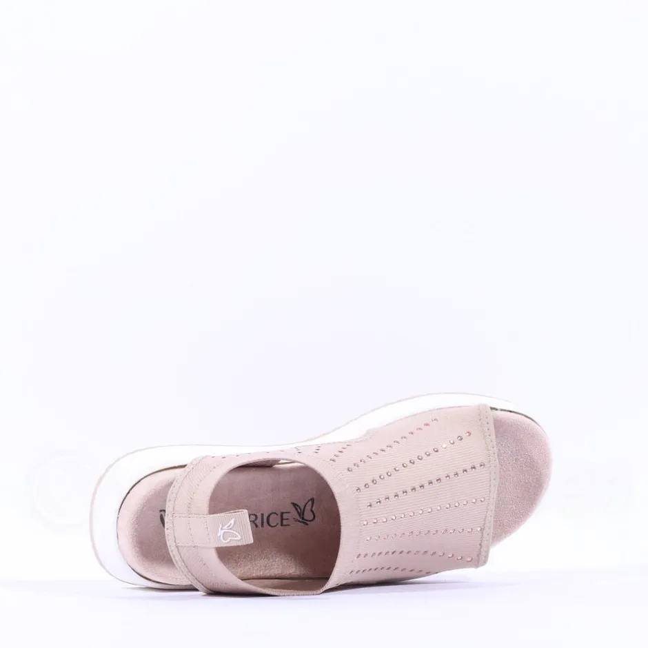Women Caprice Bluefly Sparkle Knit Sandal - Sand