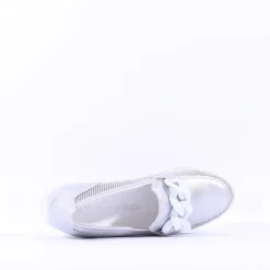 Women Marco Tozzi Bonallo Link Detail Loafer - Silver Combi