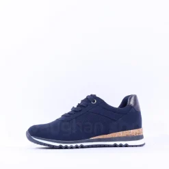 Women Marco Tozzi Bonallo Sidezip Lace Trainer - Navy Combi