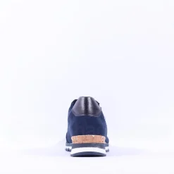 Women Marco Tozzi Bonallo Sidezip Lace Trainer - Navy Combi