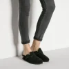 Women Birkenstock Boston Shearling Slipper - Black Suede