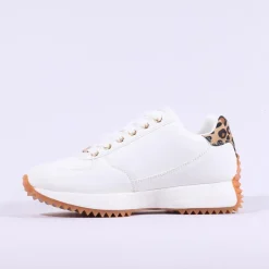 Women Tommy Bowe Ladies Braaten Waffle Trainer - White Leopard