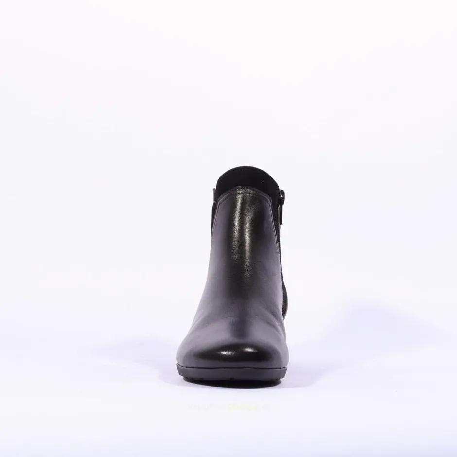 Women Gabor Breck Flat Ankle Boot Print Heel - Black Leopard
