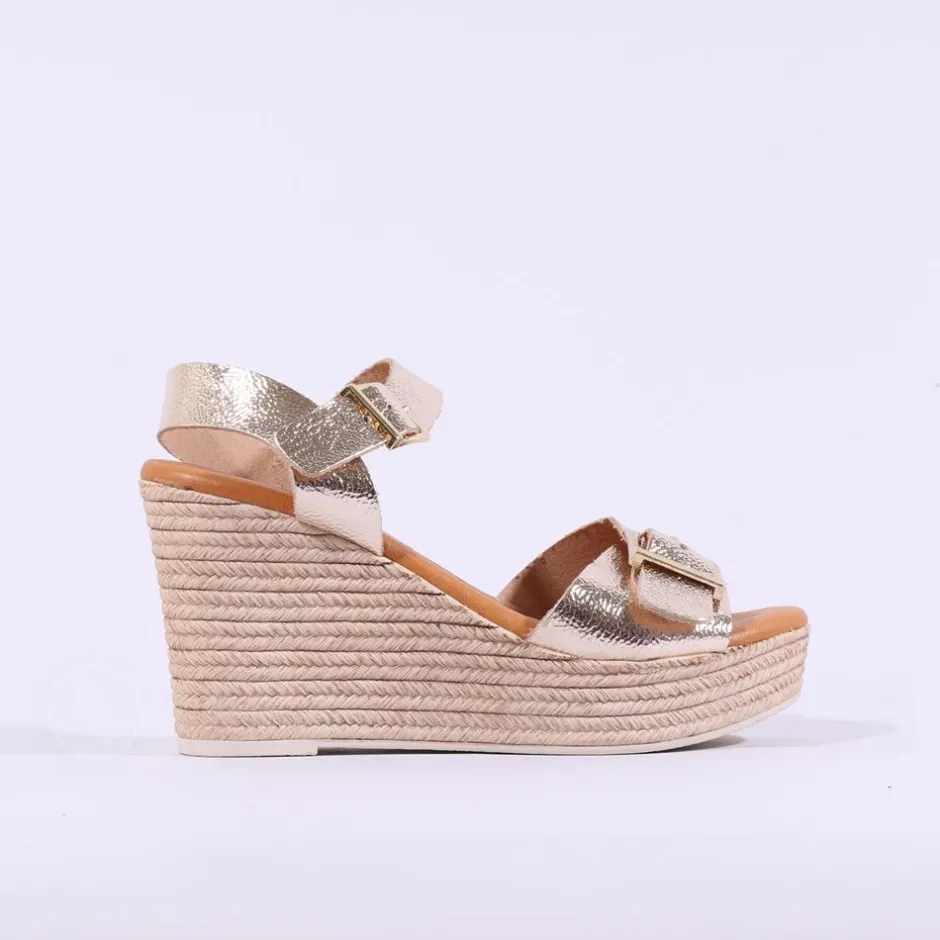 Women Oh My Sandals Buckle Espadrille Wedge - Gold