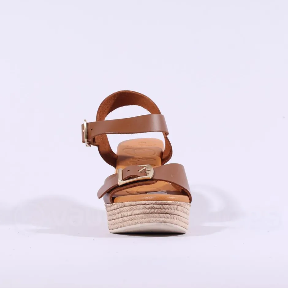 Women Oh My Sandals Buckle Espadrille Wedge - Cognac