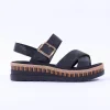 Women Rieker Buckle Strap Platform Sandal - Black