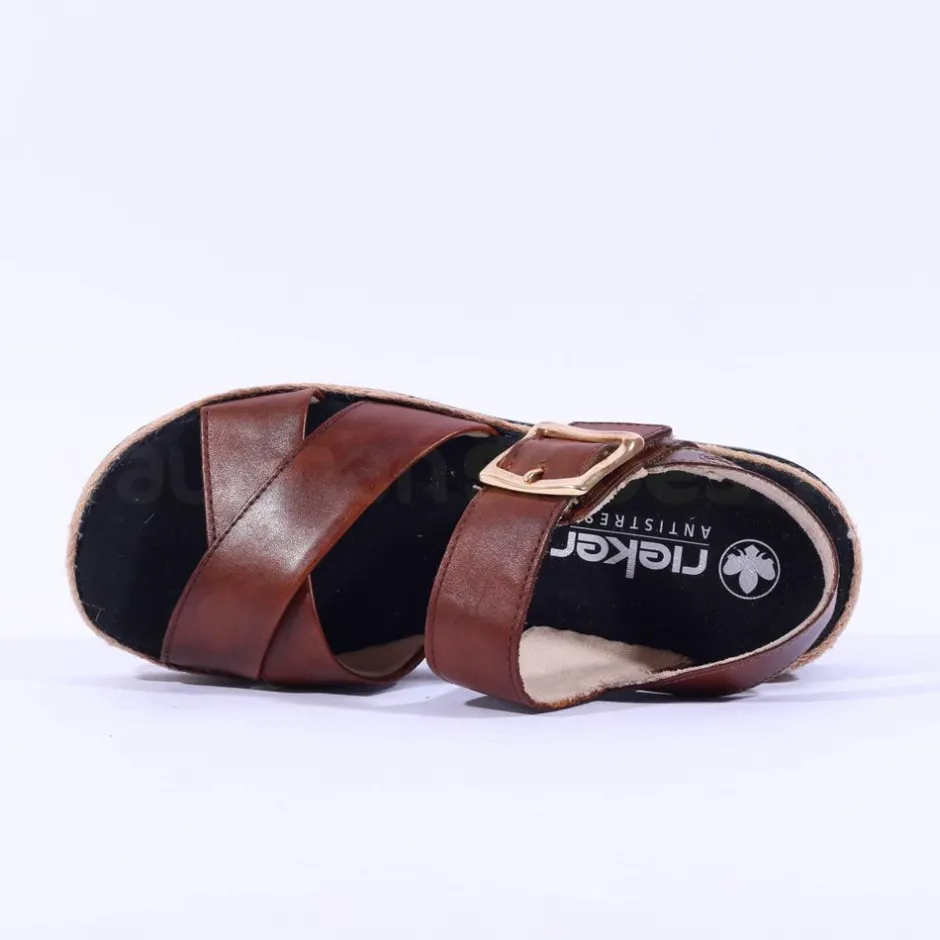 Women Rieker Buckle Strap Platform Sandal - Brown