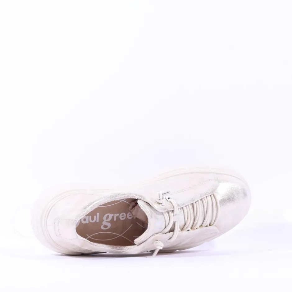 Women Paul Green Bungee Lace Platform Trainer - Gold Metallic