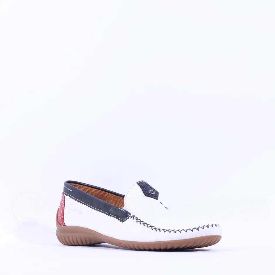 Women Gabor California Stitch Detail Mocassin - White Multi
