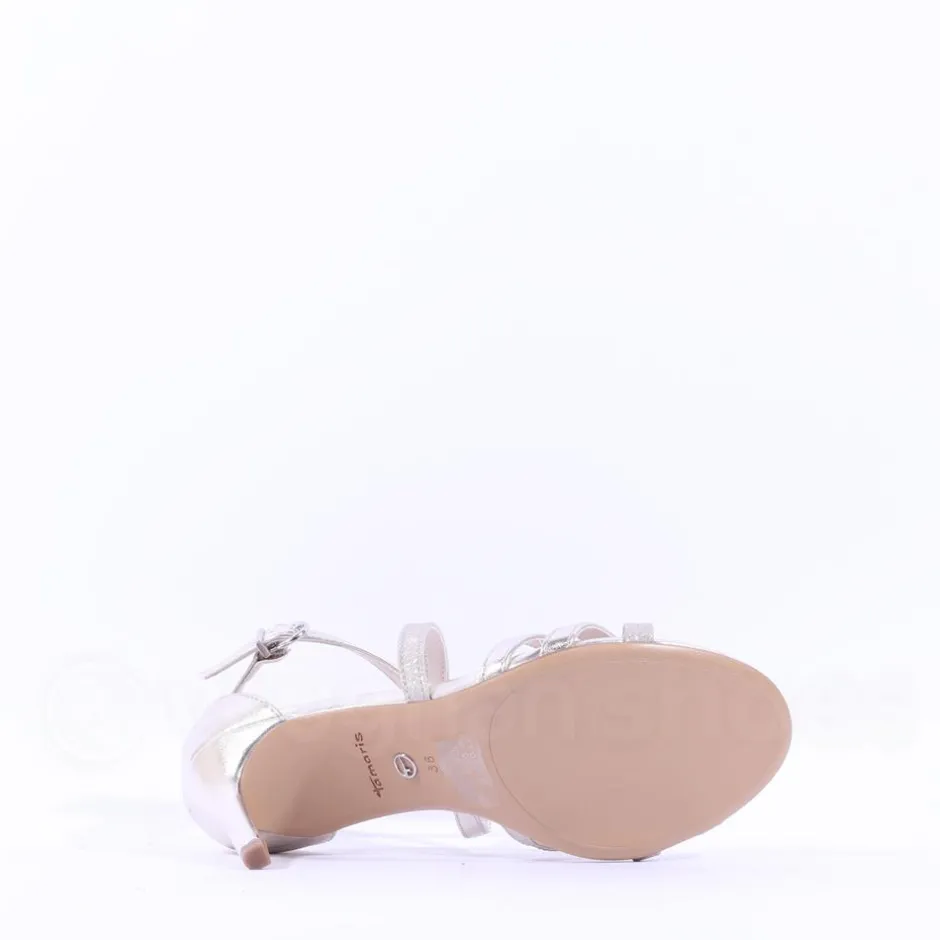 Women Tamaris Callie Strappy High Heel Sandal - Platinum