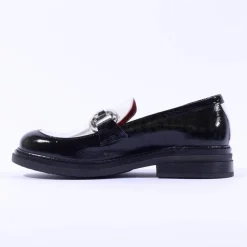 Women Marco Moreo Cambridge 2 Tone Link Loafer - Black Silver Patent