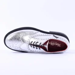 Women Marco Moreo Cambridge Laced Brogue - Silver Leather