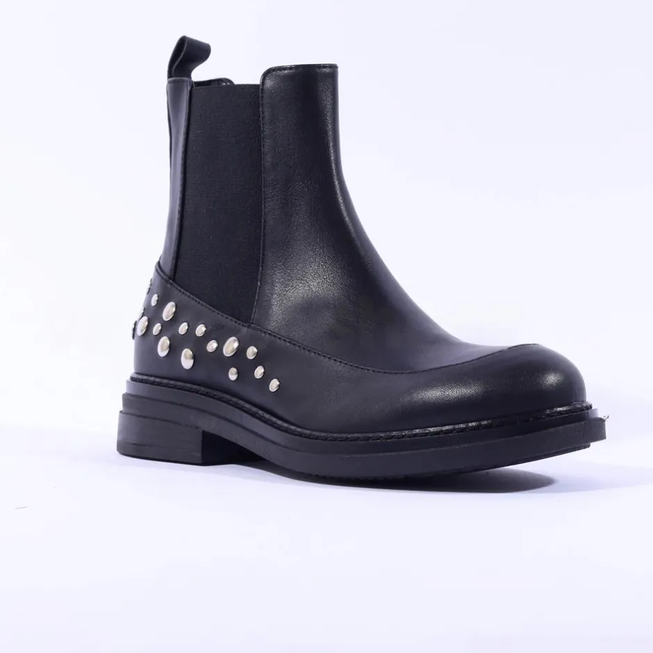 Women Marco Moreo Cambridge Stud Chelsea Boot - Black Leather