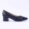 Women Caprice Nina Toe Cap Block Heel Court - Navy Leather