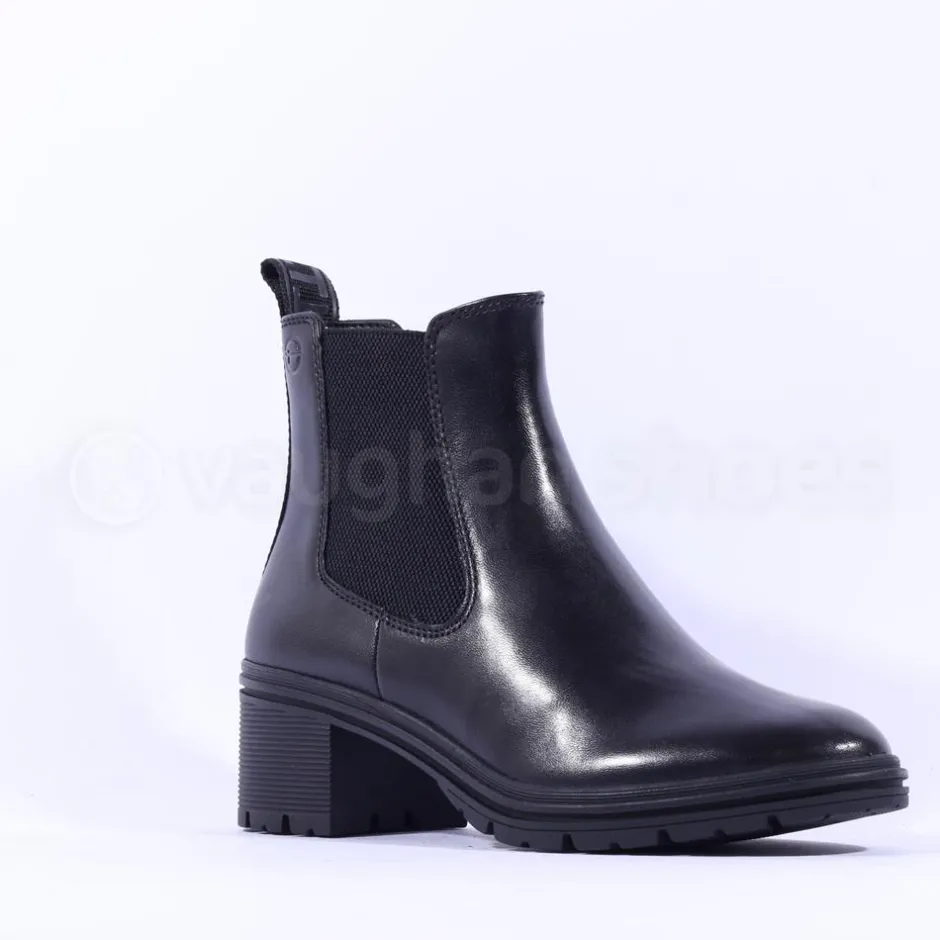 Women Tamaris Carolin Block Heel Chelsea Boot - Black Leather
