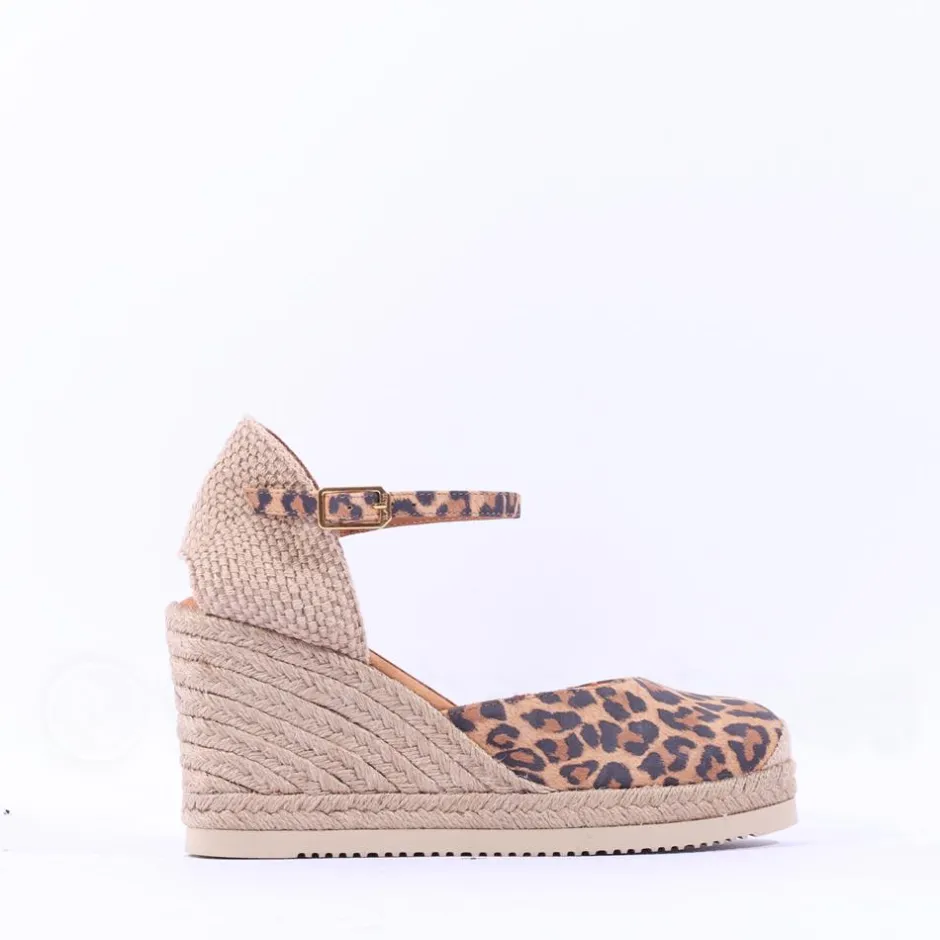 Women Unisa Castilla Espradrille Wedge Strap - Leopard Print
