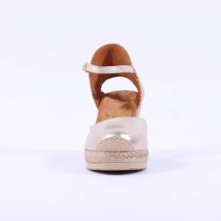 Women Unisa Castilla Espradrille Wedge Strap - Gold Leather