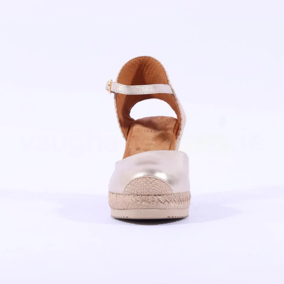 Women Unisa Castilla Espradrille Wedge Strap - Gold Leather
