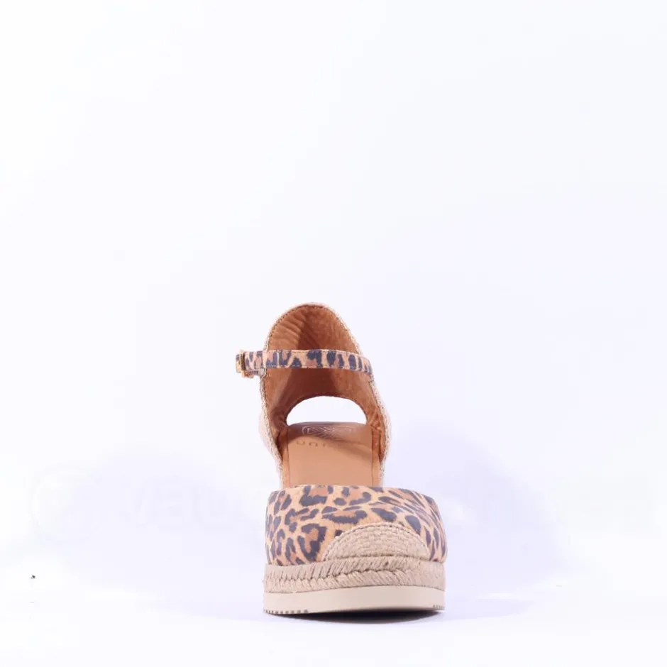 Women Unisa Castilla Espradrille Wedge Strap - Leopard Print