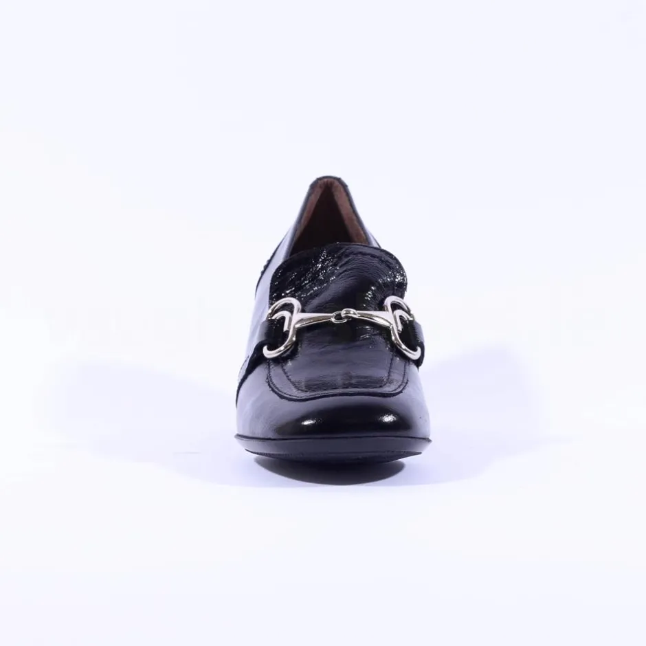 Women Wonders Cayetana Block Heel Loafer - Black Patent