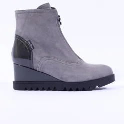 Women Marco Moreo Chiara Front Zip Wedge Boot - Grey Suede