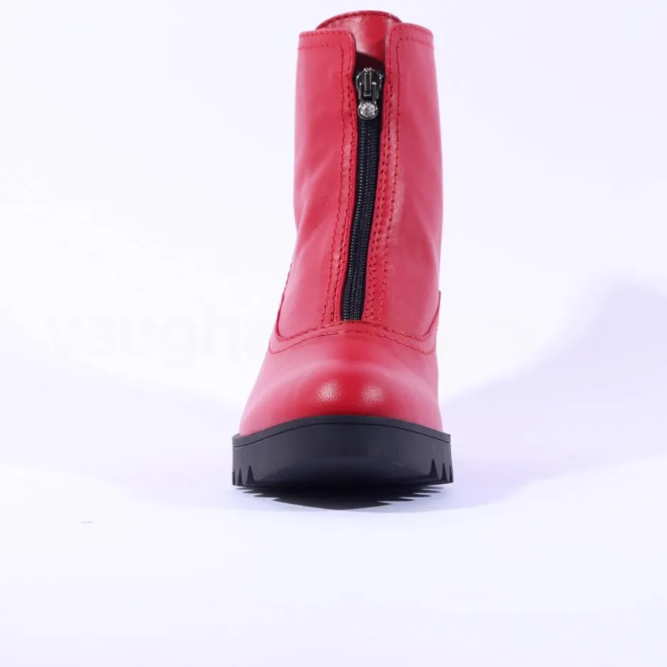 Women Marco Moreo Chiara Front Zip Wedge Boot - Red Leather