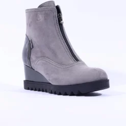 Women Marco Moreo Chiara Front Zip Wedge Boot - Grey Suede