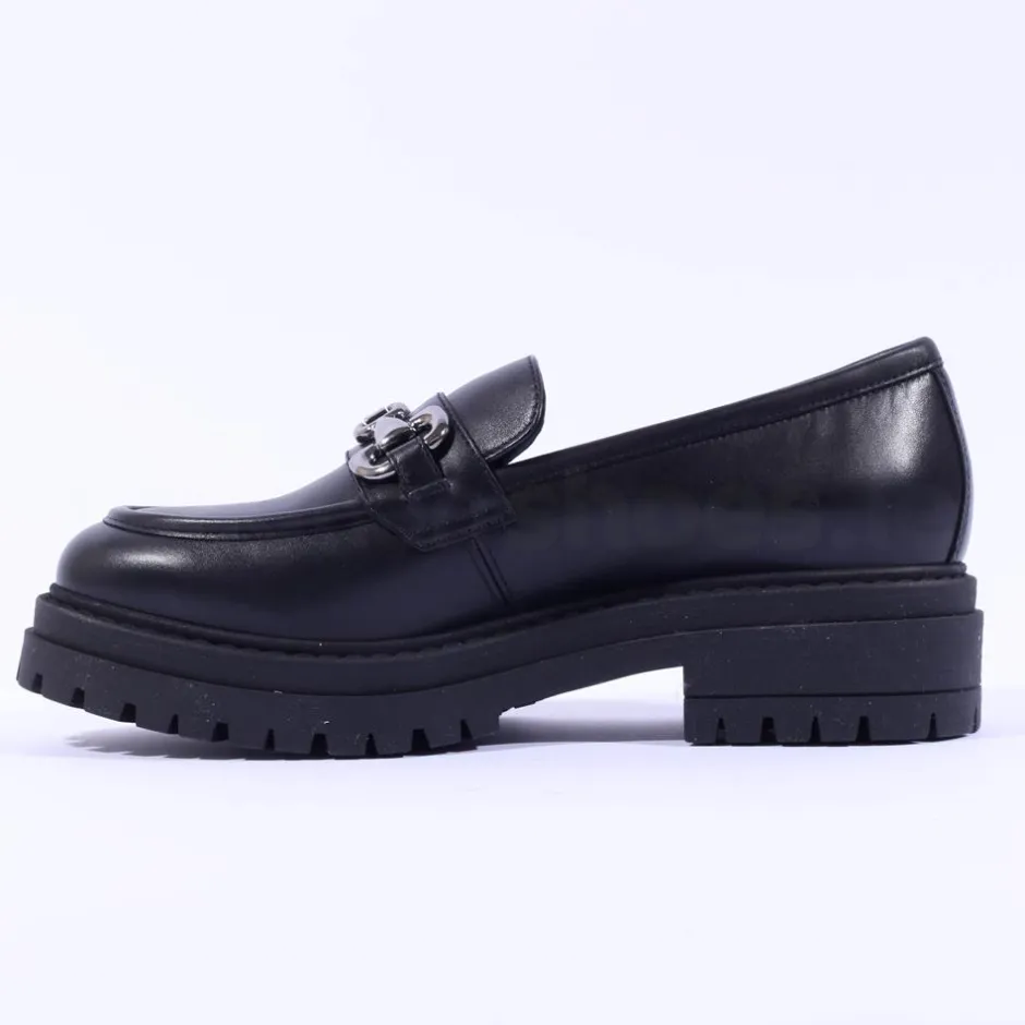 Women NeroGiardini Chunky Sole Link Loafer - Black Leather