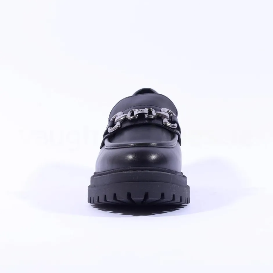 Women NeroGiardini Chunky Sole Link Loafer - Black Leather