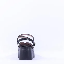 Women Wonders Cira Platform Ankle Strap Sandal - Black Leather