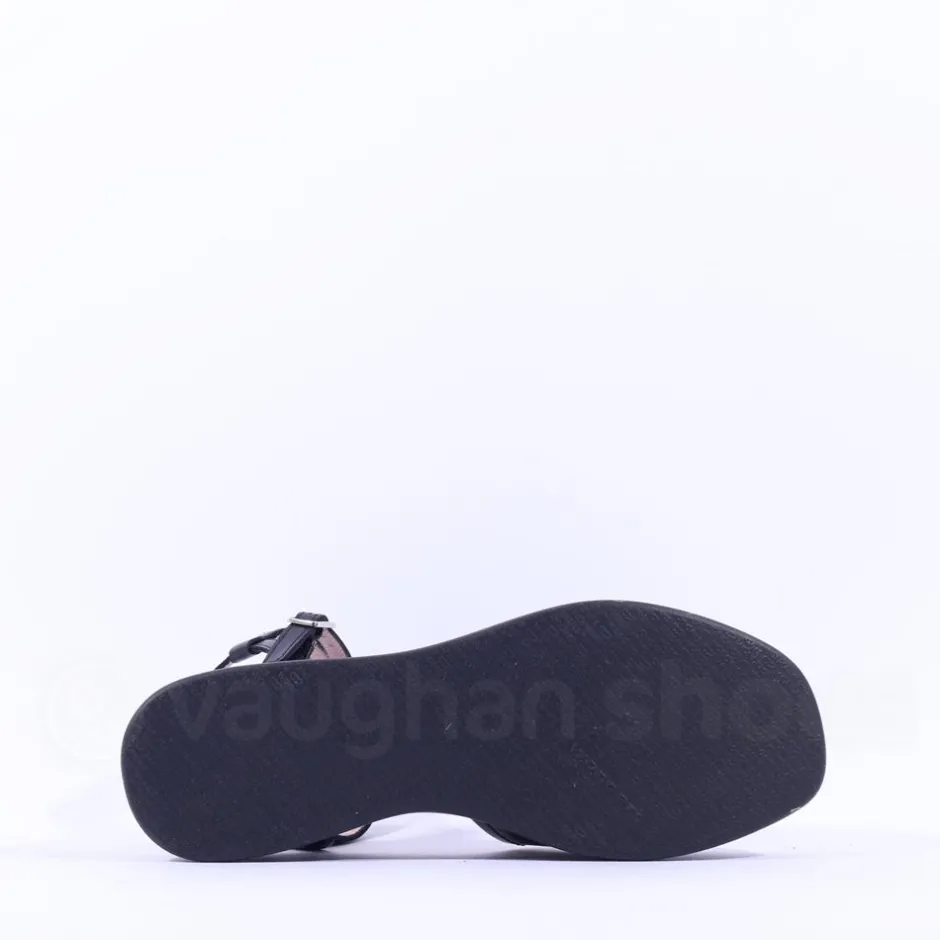 Women Wonders Cira Platform Ankle Strap Sandal - Black Leather
