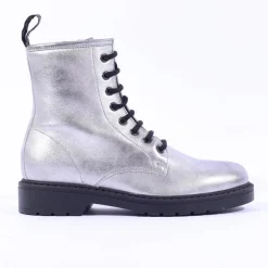 Women NeroGiardini Classic Lace Ankle Boot - Silver Metallic