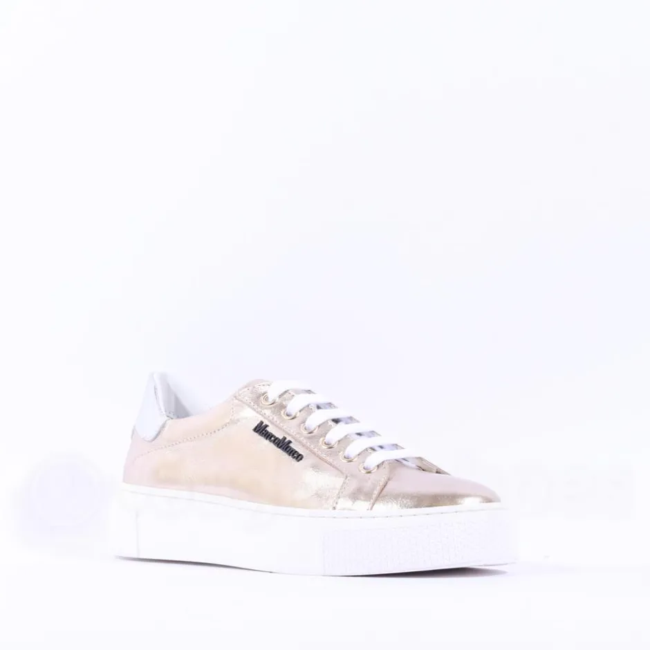 Women Marco Moreo Classic Laced Trainer - Gold Leather