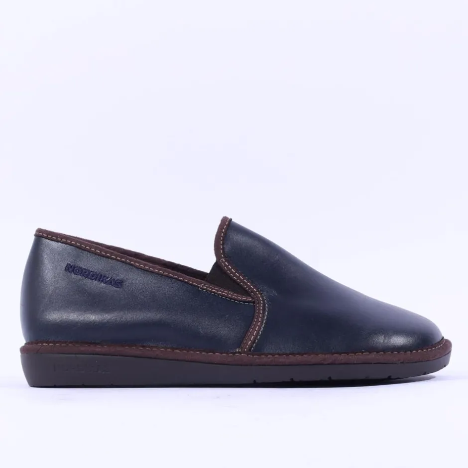 Nordikas Men Closed House Slipper - Navy Leather