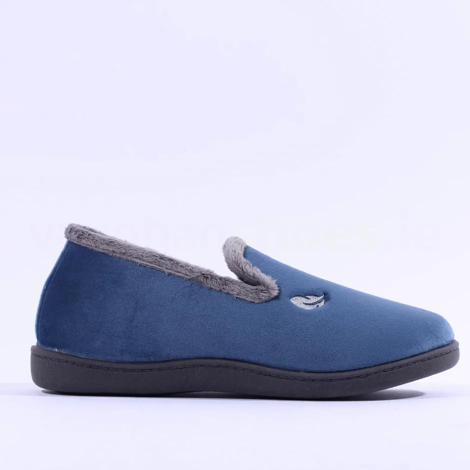Women Plumaflex Ladies Closed House Slipper - Navy Grey