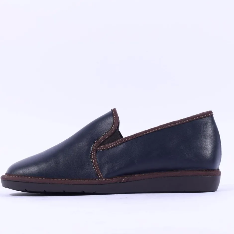 Nordikas Men Closed House Slipper - Navy Leather