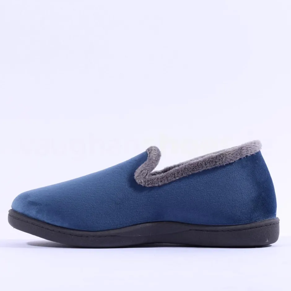 Women Plumaflex Ladies Closed House Slipper - Navy Grey