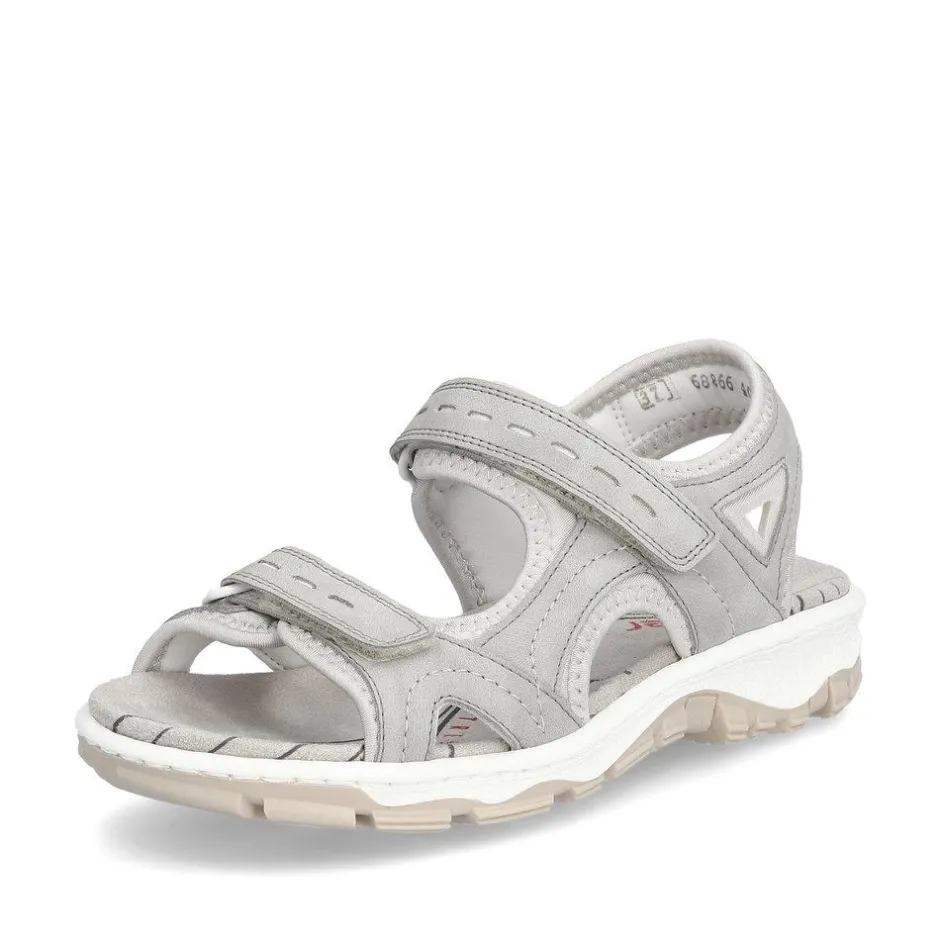 Women Rieker Comfort Sandal Velcro Strap - Grey