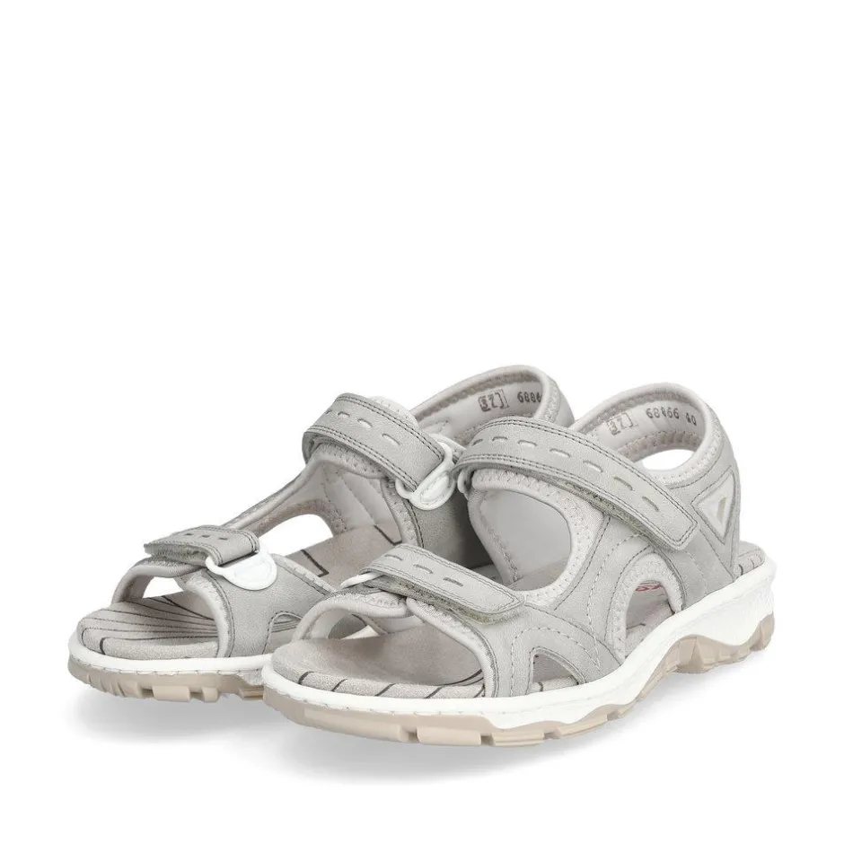 Women Rieker Comfort Sandal Velcro Strap - Grey