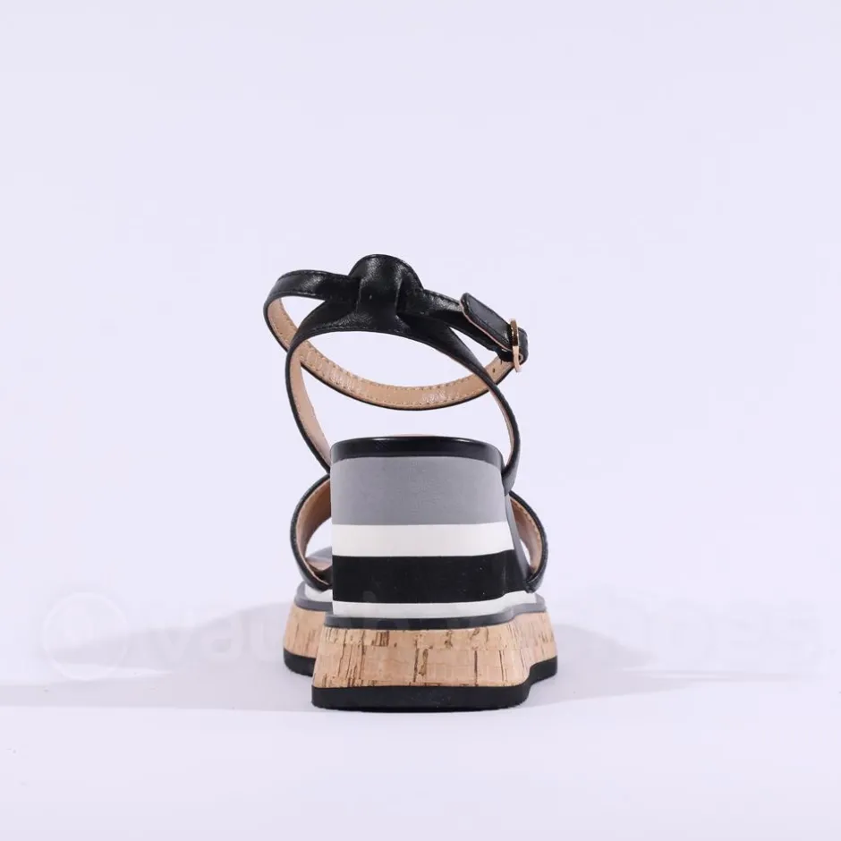 Women Repo Cork Platform Wedge Sandal - Black Combi